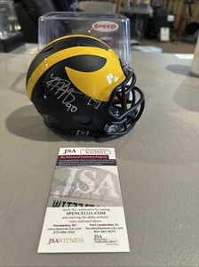 Mike Morris #90, Signed Michigan Football Mini Helmet. JSA Certified  - Picture 1 of 12