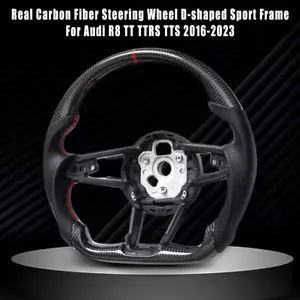 For Audi R8 TT TTS TTRS Real Carbon Fiber Steering Wheel D-shaped Sport Frame - Picture 1 of 18