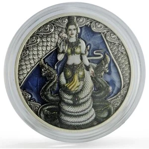 Cameroon 500 francs Mythology Buddhism Hinduism Naga Nagi Snake silver coin 2023 - Zdjęcie 1 z 2