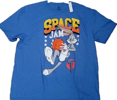 Space Jam Graphic T-Shirt Tee Mens Small Blue Short Sleeve Bugs Bunny New NWT - Image 1 of 4
