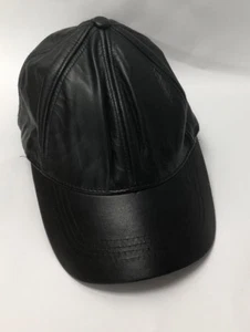 Black Adjustable Leather Baseball Cap One Size Fits All A1 - Picture 1 of 7