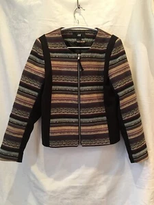 H&M 12 Dual Texture Aztec Jacket- Multicolour Striped - Boho MINT! - Picture 1 of 11