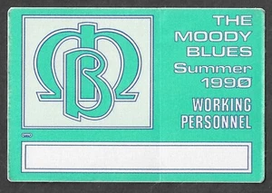 Vintage MOODY BLUES Summer 1990 Back Stage Pass WORKING PERSONNEL - Picture 1 of 1