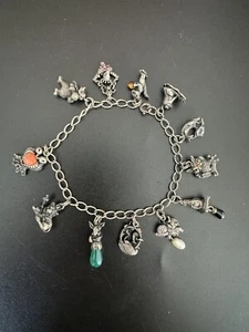 Rare 1980 Franklin Mint 925 Sterling "Jeweled Menagerie" Animal Charm Bracelet - Picture 1 of 10