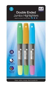 Anker - 3er Pack doppelseitige Jumbo Textmarker verschiedene Farben Schule Büro - Bild 1 von 1