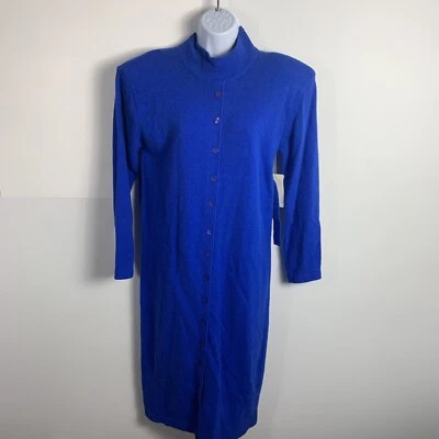 全新 旧货 复古 Outlander 女式 连衣裙 尺寸 M 蓝色针织 长袖 — 第 1/4 张图片