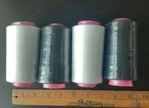 4 100% Spun Polyester sewing Thread T-27 S/2 Black and White - Picture 1 of 7