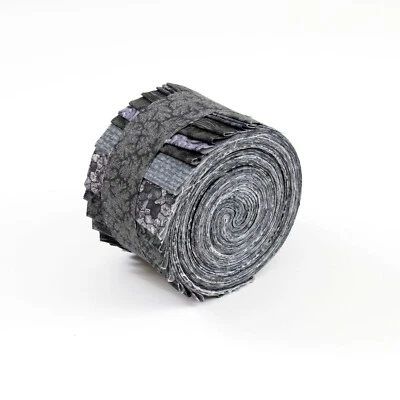 18-pc It's All Black Jelly Roll 2.5" pre-cut 100% cotton fabric quilting strips - Image 1 of 3