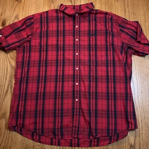 Sean John Button Shirt Men's 4XB Red & Black Buffalo Plaid Short Sleeve Pocket - Picture 1 of 7