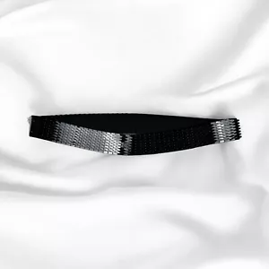 VTG Stretch Belt BLACK Tone Fish Scale Metal No Buckle 34"-40" Waist Size L/XL - Picture 1 of 4