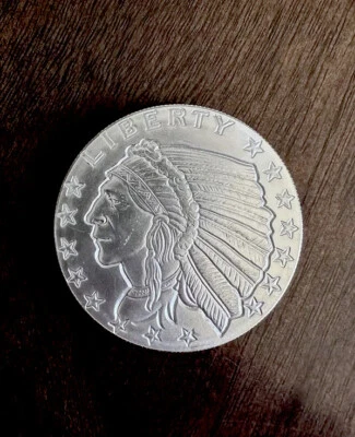 1/10 troy oz .999 fine silver Incuse Indian - one tenth of an oz. Fractional - Image 1 of 2