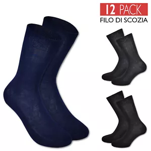 Set 12 Paia Calze Uomo Filo di Scozia Calzini Elasticizzati Cotone Leggero VEQUE - Foto 1 di 30