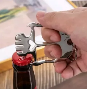 AU Hot 2pc Pair Silver Stonewashed Skull EDC Survival Tactical Ring Bottleopener - Picture 1 of 6