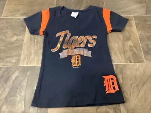 MLB Detroit Tigers Damen T-Shirt V-Neck Campus Lifestyle Blau Tee M - Bild 1 von 7