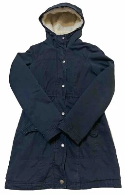 Casaco de inverno feminino Hollister Sherpa forrado com capuz zíper completo Parka XS - Imagem 1 de 4