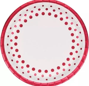 Sparkle & Shine Ruby Red Wedding Anniversary Party 9" Paper Dinner Plates - Picture 1 of 1