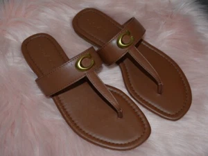 Coach Shoes Authentic Coach Jessie Signature Leather Thong Slide 6.5 - Picture 1 of 7