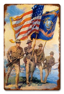 Marines Flaggenschild - handgefertigt in den USA mit amerikanischem Stahl - Bild 1 von 1