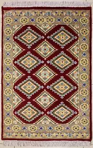 Rugstc 2,5x4 Bokhara Jaldar Rot Vorleger, Handgeknüpft, Geometrisch mit Seide/Wolle - Bild 1 von 5