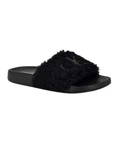 NUEVO CON ETIQUETAS CALVIN KLEIN MUJER *SANDALIAS AMAYA FUZZY SLIDE* NEGRAS TALLA 9 M - Imagen 1 de 5