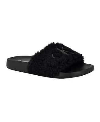 NUEVO CON ETIQUETAS CALVIN KLEIN MUJER *SANDALIAS AMAYA FUZZY SLIDE* NEGRAS TALLA 9 M Foto 1 de 4