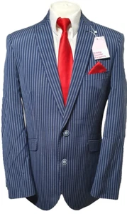 Brook Taverner Mens Striped Blazer Jacket 40"R Navy Boating regatta style - Picture 1 of 10
