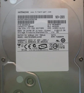 Hitachi HDE721050SLA330 PN:0A39510 MLC:BA3285 500 GB 3,5" Sata Desktop-Laufwerk - Bild 1 von 1