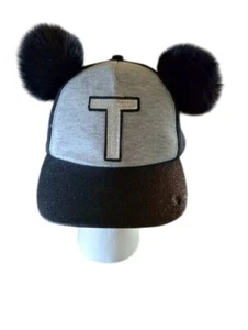 Justice Faux Fur - One Size - Black & Gray Strapback with "T" Logo on Front - Picture 1 of 2