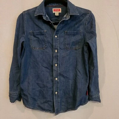 Wrangler Boys Denim Long Sleeve Button Down Shirt ~ Sz Large 10 / 12  - Image 1 of 4