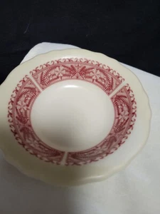 Homer Laughlin China USA Small Fruit Bowl Restaurant Ware Burgundy trim 4 1/2" - Picture 1 of 3