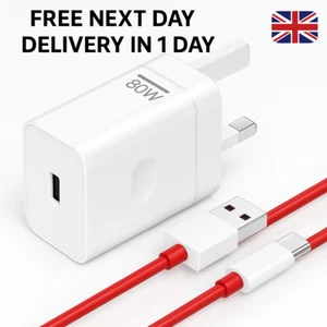 80W SuperVooc Charger for OnePlus 13 12 11 10 Pro 9R 9 8T with USB C Cable UK - Picture 1 of 7