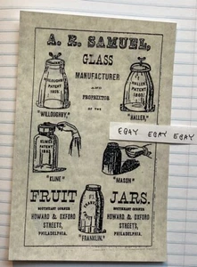 FRÜHE SAMUEL GLAS MASON WILLOUGHBY HALLER KLINE FRANKLIN OBSTGLÄSER FLASCHE NEU - Bild 1 von 1