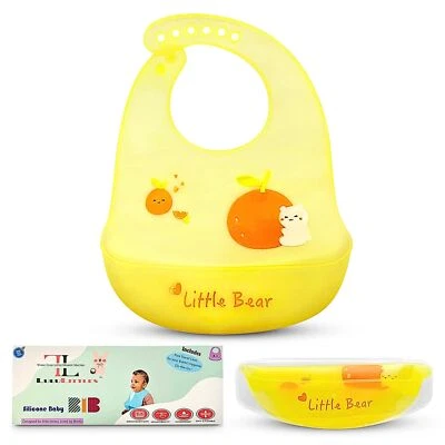 Baberos de bebé de silicona con estampados naranja Lucent Foto 1 de 4