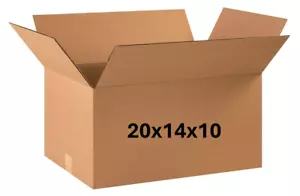 20" x 14" x 10" CARDBOARD BOX - 200 lb - 5 BOX BUNDLE - Picture 1 of 4