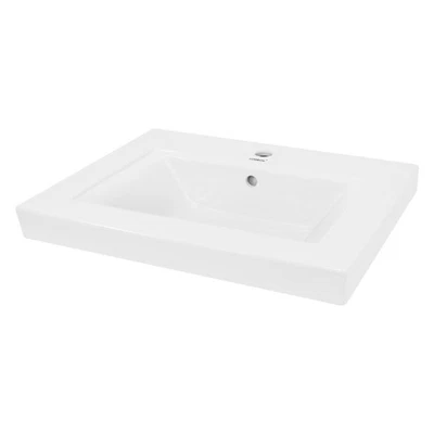 ECD-GERMANY Lavabo da appoggio ceramica bagno lavandino da incasso trapezoidale 605 x 465 mm