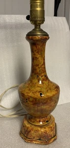Vintage Mid-Century Orange / Green Ceramic Lamp Lava Drip Glaze (No Shade) - Picture 1 of 18