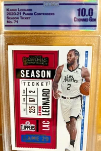 Kawhi Leonard Graded Crowned Gem 10 2020-21 Panini Contenders Season Ticket #71 - Picture 1 of 2