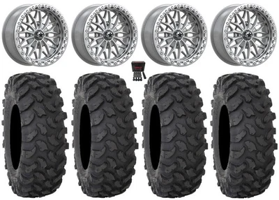 MSA Bolo Beadlock 18" Wheels Silver 35" XTR370 Tires Kawasaki Mule Pro FXT  KRX Foto 1 de 4
