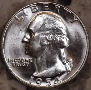 Cuarto de plata P Washington 1954 elección + ¡bu brillo! RB7908 - Imagen 1 de 2