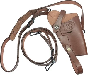 World War M7 Holster Brown COLT .45 Cal M-7 Tanker Leather Shoulder - Picture 1 of 6