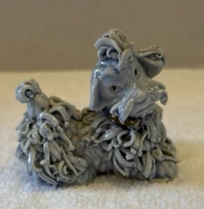Vintage Spaghetti Poodle Blue Dog Ceramic Glazed Figurine MCM 1950s - Picture 1 of 7