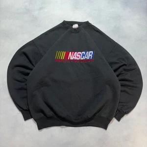 Vintage 90s NASCAR Embroidered Crewneck Sweatshirt Men's Large Black Heavyweight - Bild 1 von 10