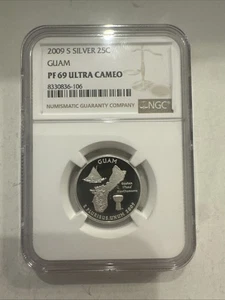2009-S Silver 25C Guam NGC PF69 Ultra Cameo - Picture 1 of 2