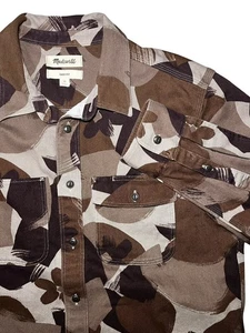 Madewell Work Shirt Mens Medium Brown Brushstroke Camo Floral Button Up - Picture 1 of 12
