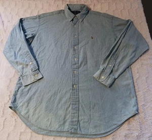 Vintage Polo Ralph Lauren Blake Blue Chambray Button Down Shirt Men's Large Pony - Picture 1 of 6