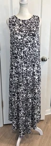 SOMA WEEKEND Sleeveless Midi Dress Large Drop Me a Line Navy Built In Bra Flowy - Picture 1 of 18