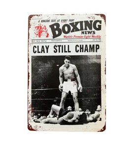Muhammad Ali Blechschild Boxing Cassius Clay Retro Newspaper Boxen Champ - Bild 1 von 1