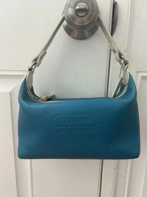 Vintage Y2K Coach Leatherware Est 1941 turquoise Leather Mini Baguette Bag - Image 1 of 4