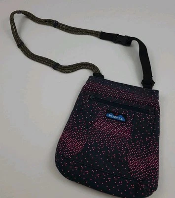 Bolsa de ombro lateral de lona padrão pontilhado Kavu retrô tecnologia de viagem ao ar livre vintage EUA  - Imagem 1 de 4