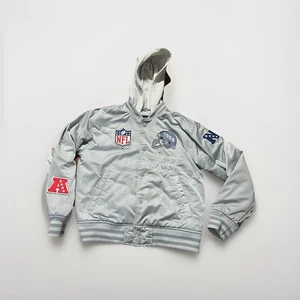 NFL Bomber Jacket Grey Kids NFL Logo Size 9/10 Age Youth - Picture 1 of 8